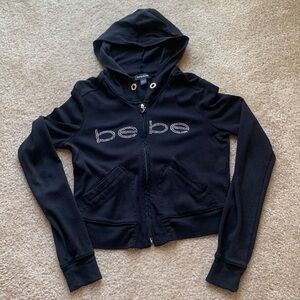 Y2K Bebe cropped rhinestone zip up hoodie